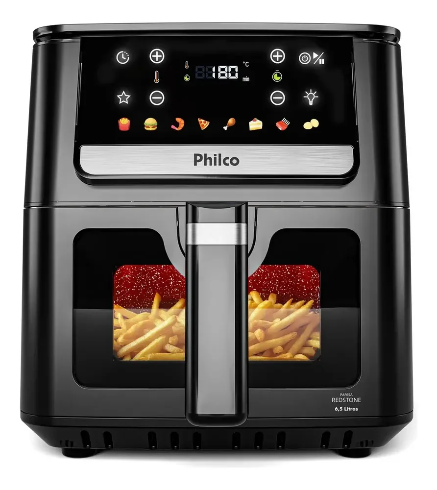 Air Fryer Philco 6,5L Visor Glass e Redstone 1700W PAF65A