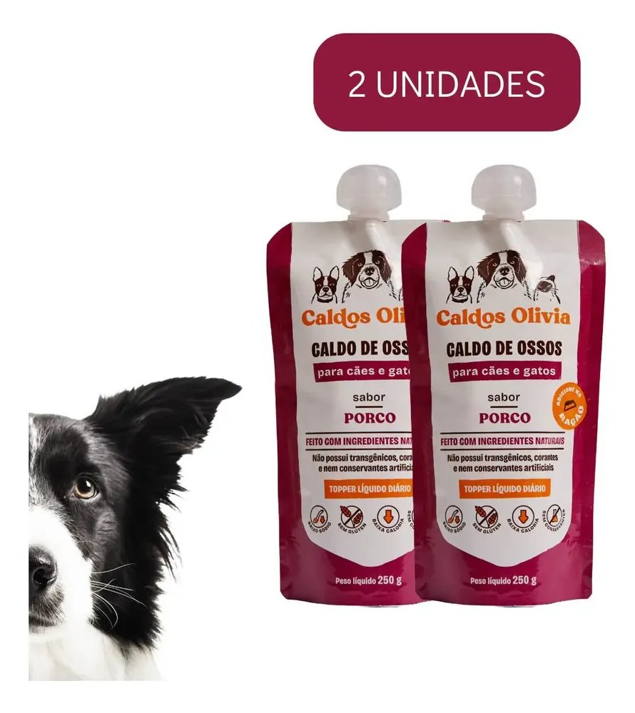 Caldo De Ossos Olivia Para Cães Gatos Suplemento Natural 2un