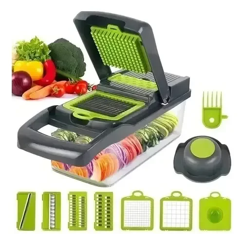 Cortador Fatiador Ralador Multiuso Cozinhaslicer Aço Laminas Verde/preto