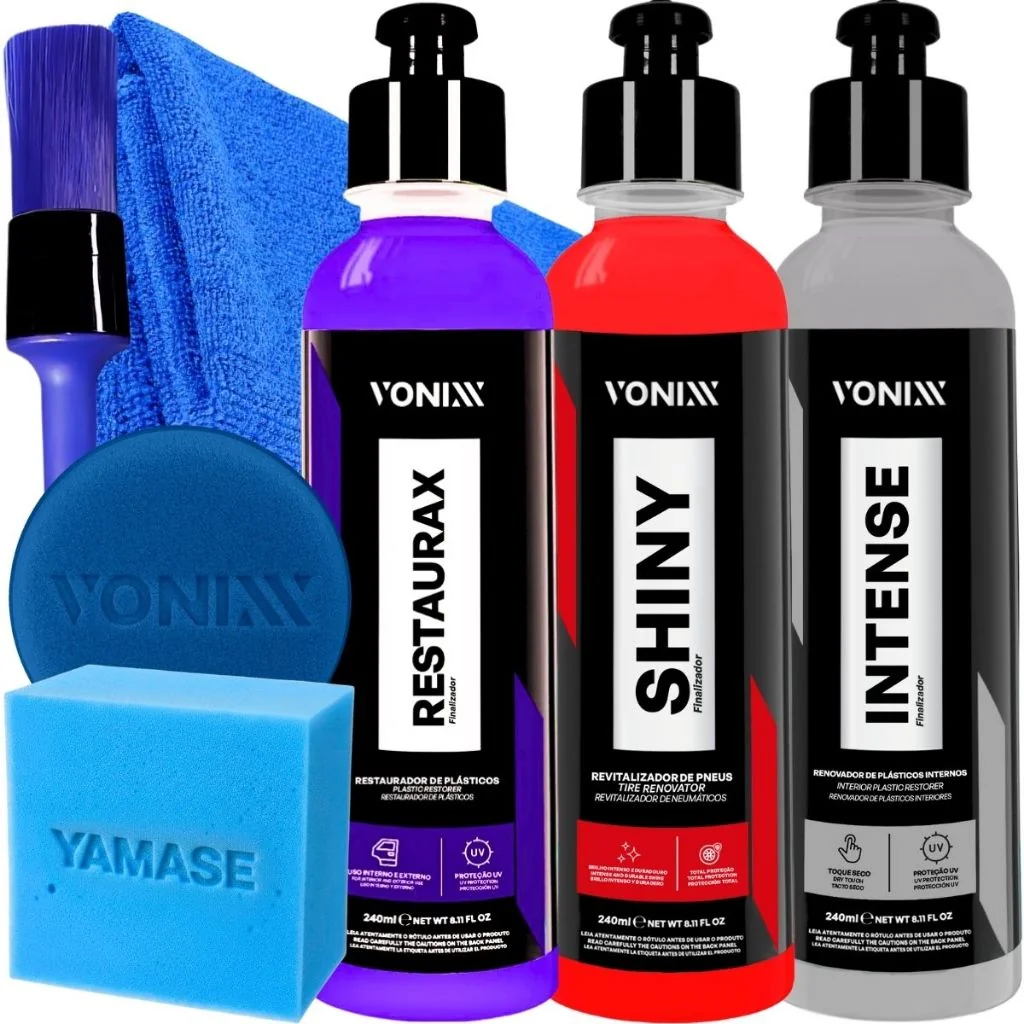 Kit Revitalizador de Plásticos Restaurax Intense Shiny Pretinho Brilhante Vonixx