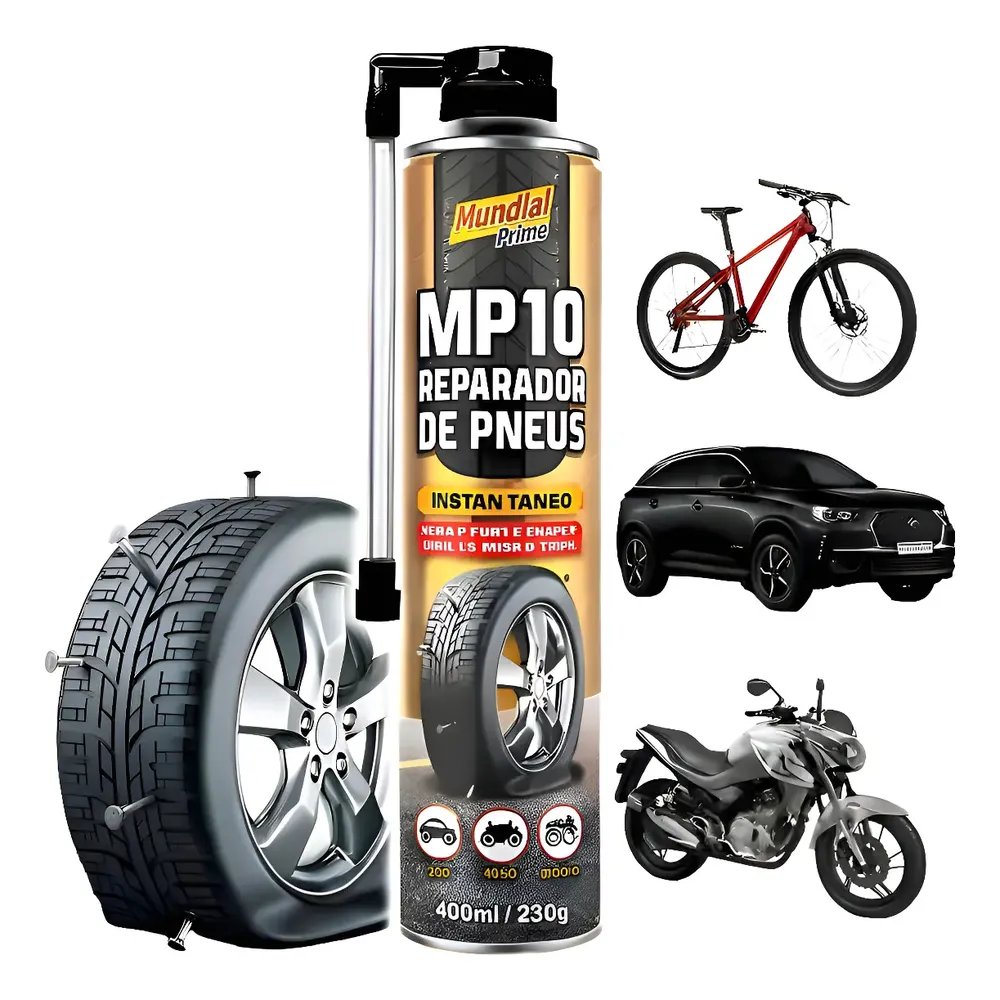 Spray Reparador De Pneu Furado Mp10 400ml Carro/caminhão