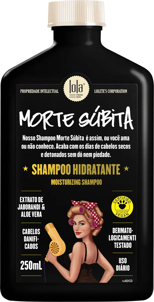 Lola Cosmetics - Morte Subita - Shampoo hidratante para cabelos secos e danificados que foi quimicamente tratado vegano, livre de crueldade, sem parabenos, sem sulfatos, 250 ml