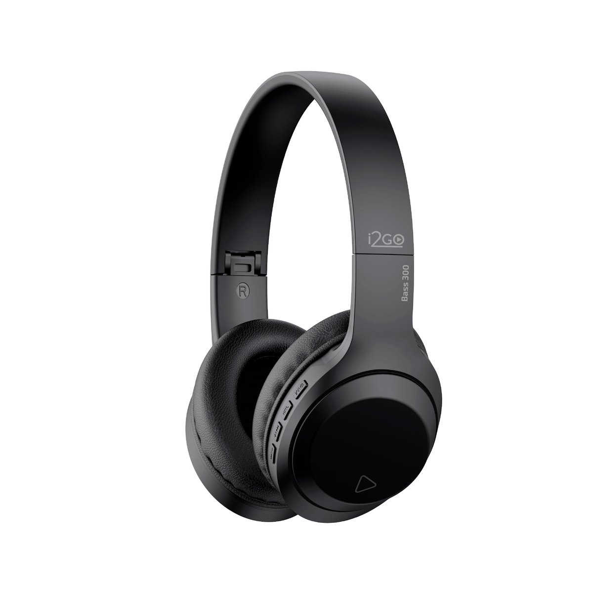 I2GO, Headphone Bass 300, Bluetooth, Microfone Integrado, Controle Multimídia, Até 10h de bateria, Tecnologia Dual Connect, Entrada cabo auxiliar P2 (incluso), Dobrável, Preto