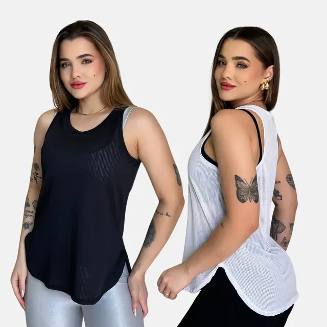 Kit 2 Blusas Fitness Feminina Dry Fit Academia