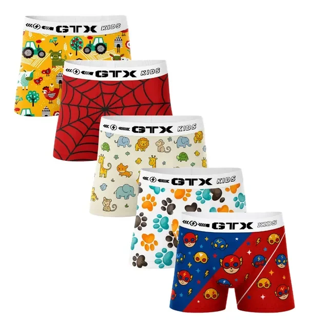 Kit 10 Cuecas Box Boxer Infantil Microfibra Meninos Crianças