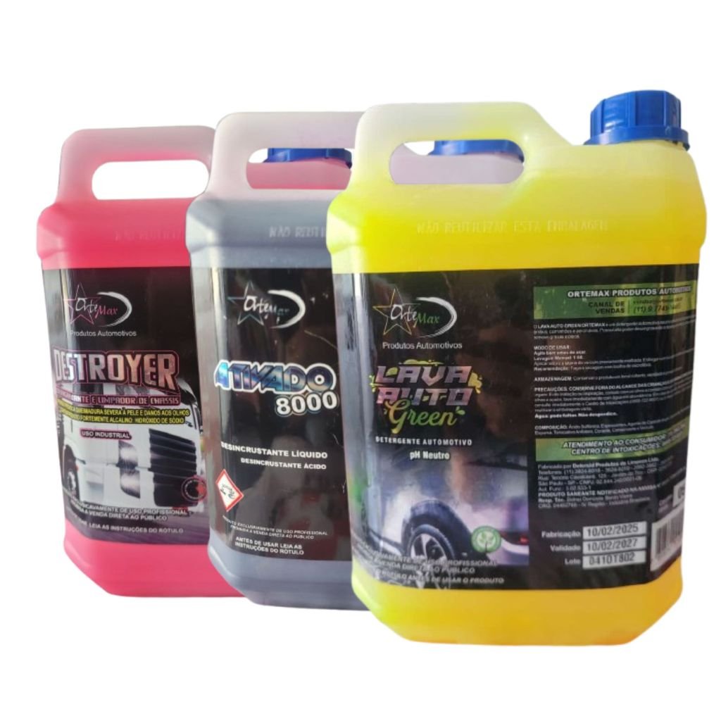 Shampoo Neutro 5L + Kit para Lava Rápido Desincrustante 5L + Desengraxante 5L