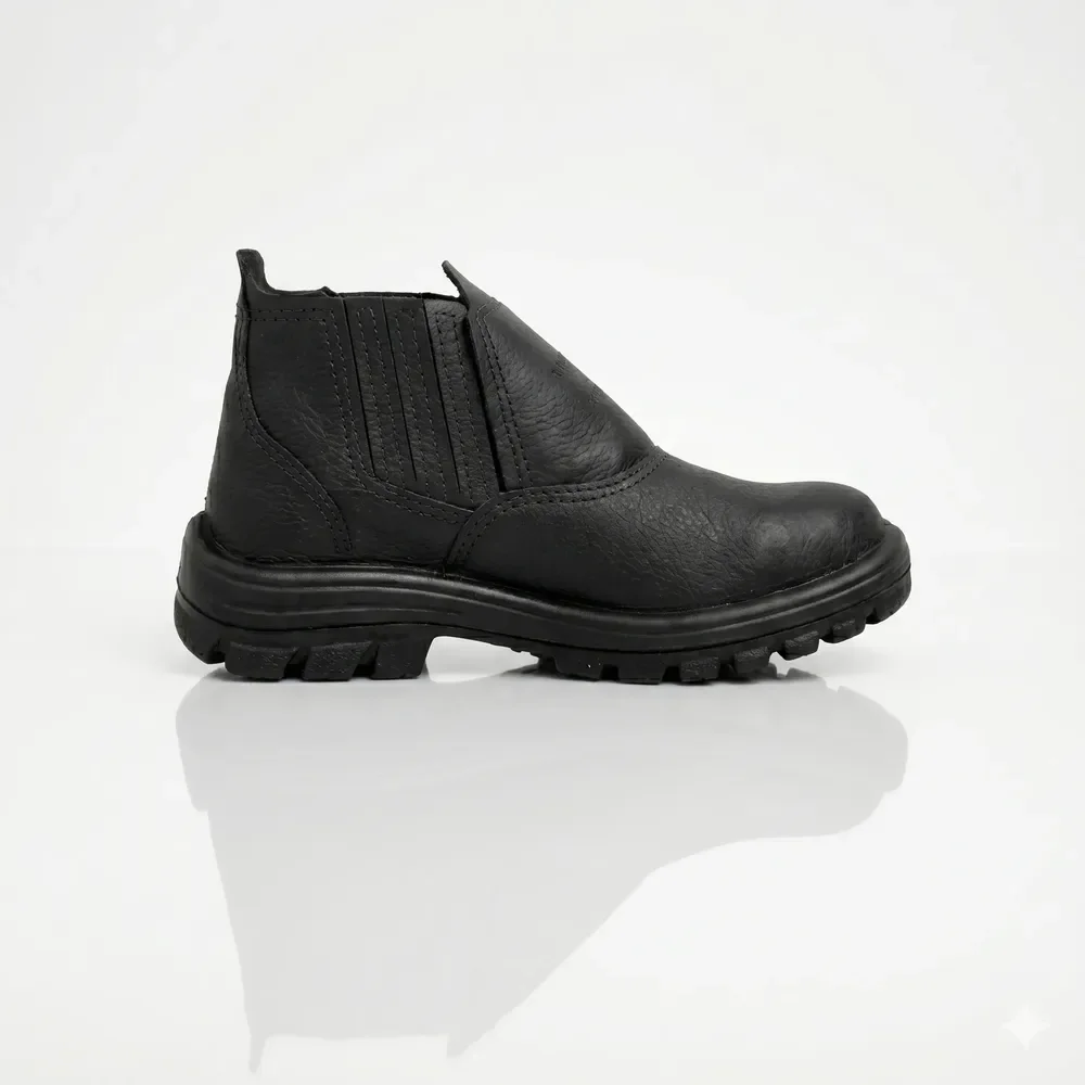 Bota Botina Segurança Trabalho Couro Resistente Epi Bico Pvc Preto 38