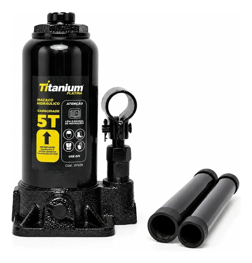 Macaco Hidraulico Tipo Garrafa 5 Tonelada Titanium Platina