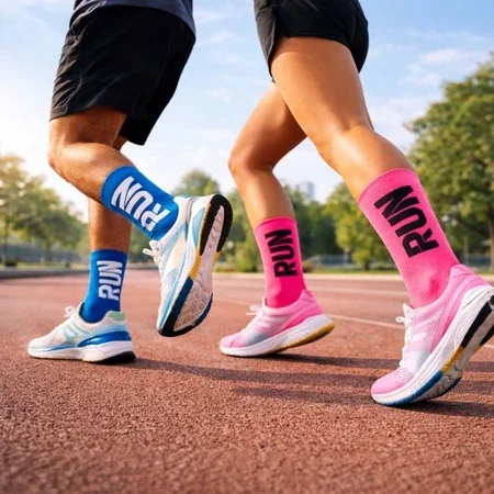 Meia Esportiva Cano Alto Compressão Run Academia Corrida Unissex Poliamida