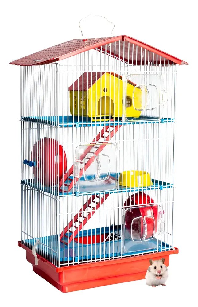 Gaiola Para Hamster Desmontável Casa Teto Plástico Cor Vermelho