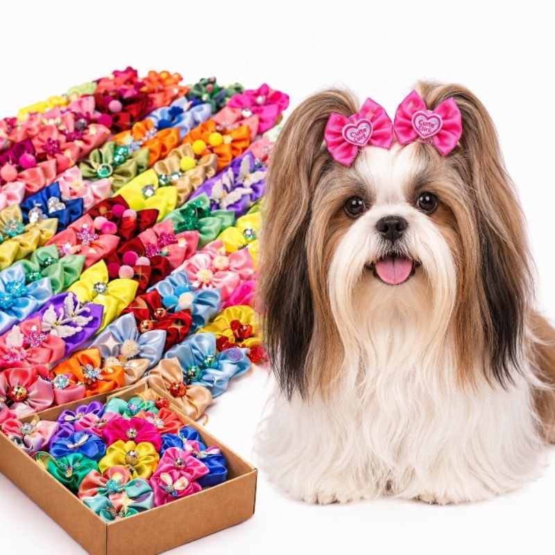 Kit Laços Pet 10/20/30 Unidades Sortidos para Cachorro e Gato Uso Doméstico e Banho e Tosa
