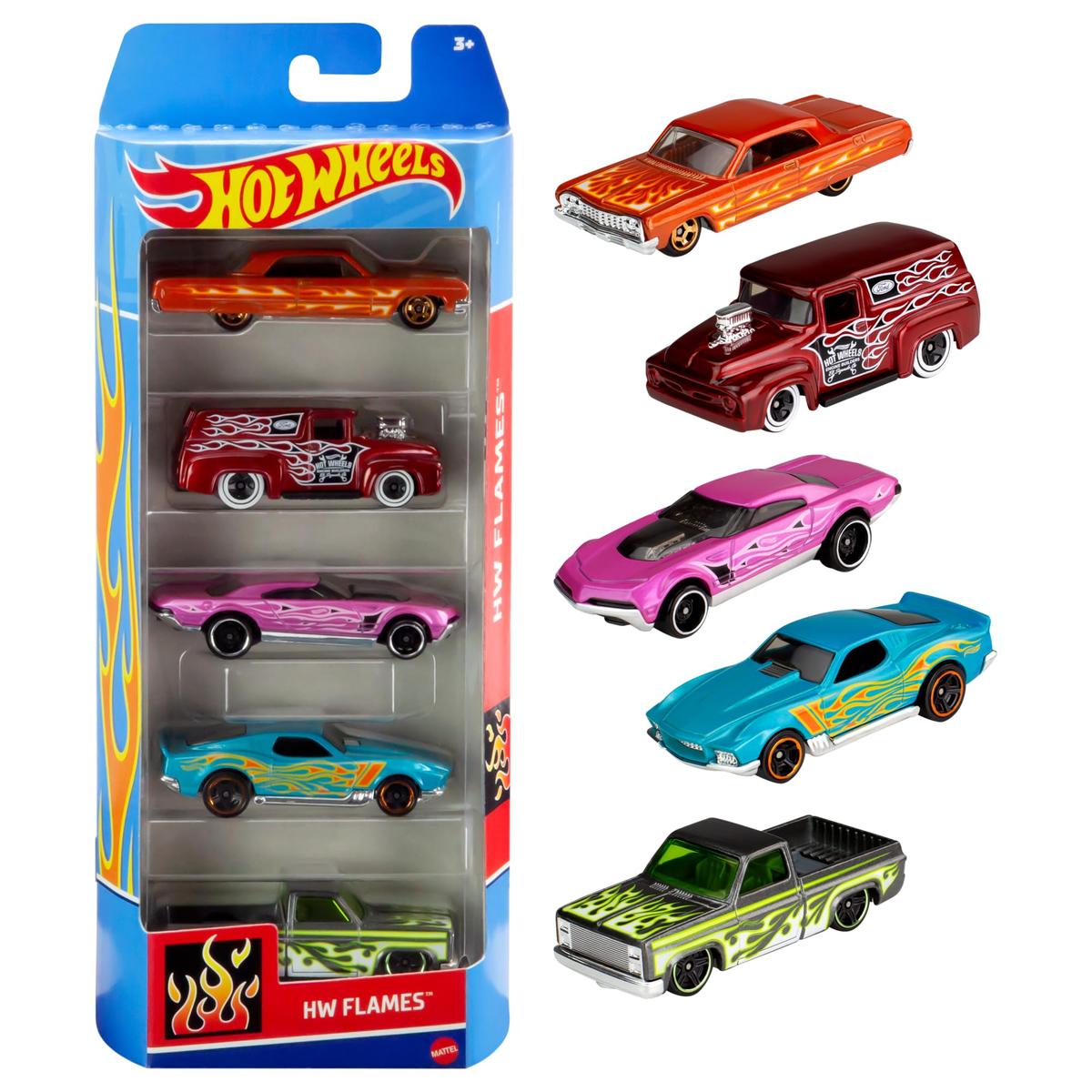 Pacote 5 Carros Sortidos, Hot Wheels, Mattel, Multicor - não é possível escolher as cores