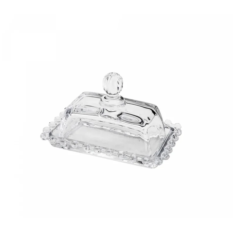 Manteigueira Wolff Pearl de Cristal Incolor 14cm x 9cm x 8cm