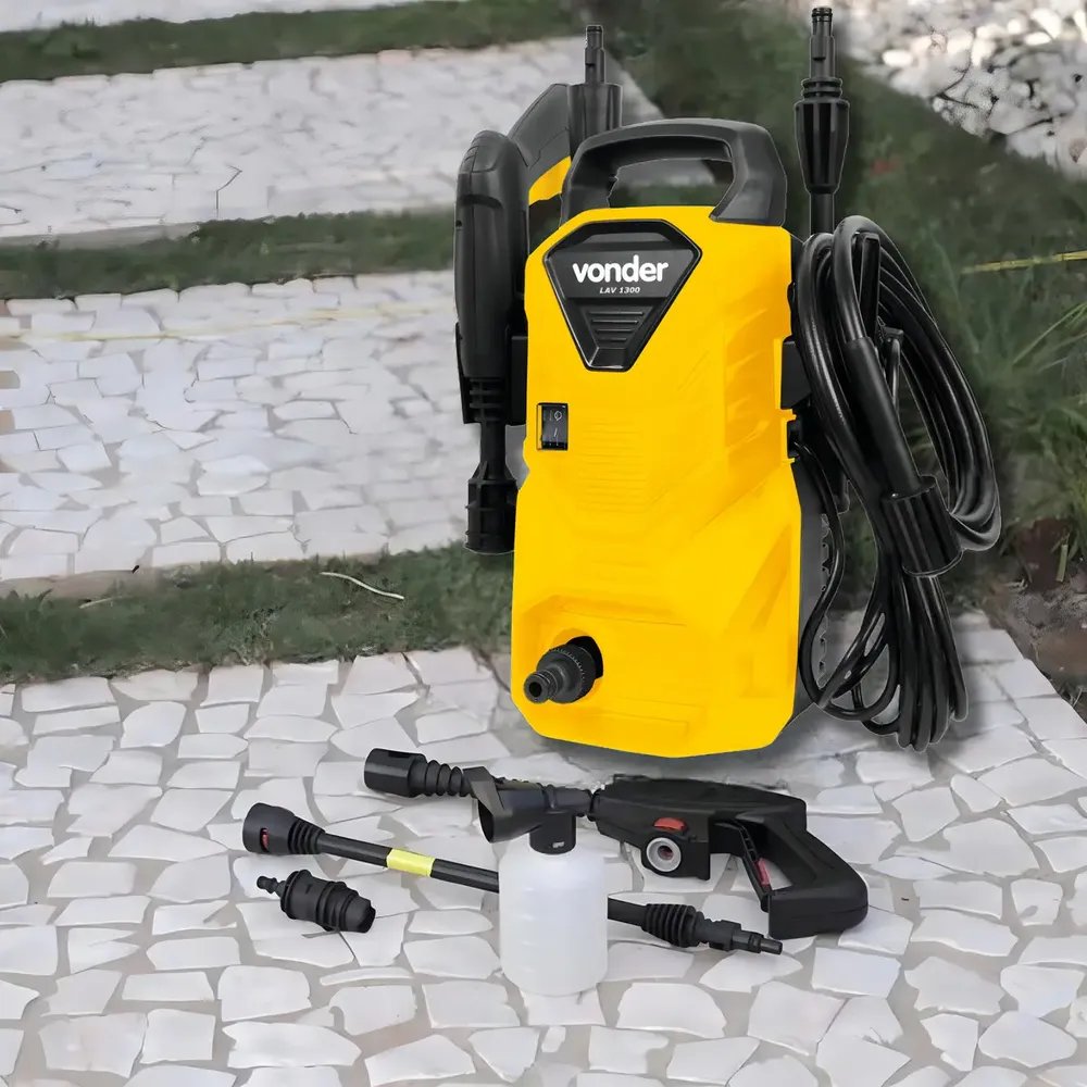 Lavadora de alta pressão Vonder Leve LAV1300 amarela e preta de 1200W