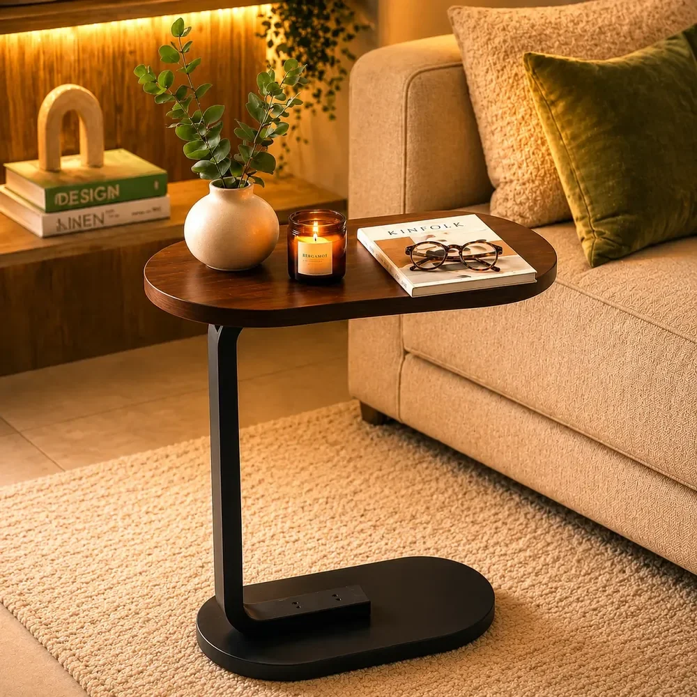 Mesa Apoio Multiuso Lateral Sofa Sala Suporte Notebook Canto Marrom