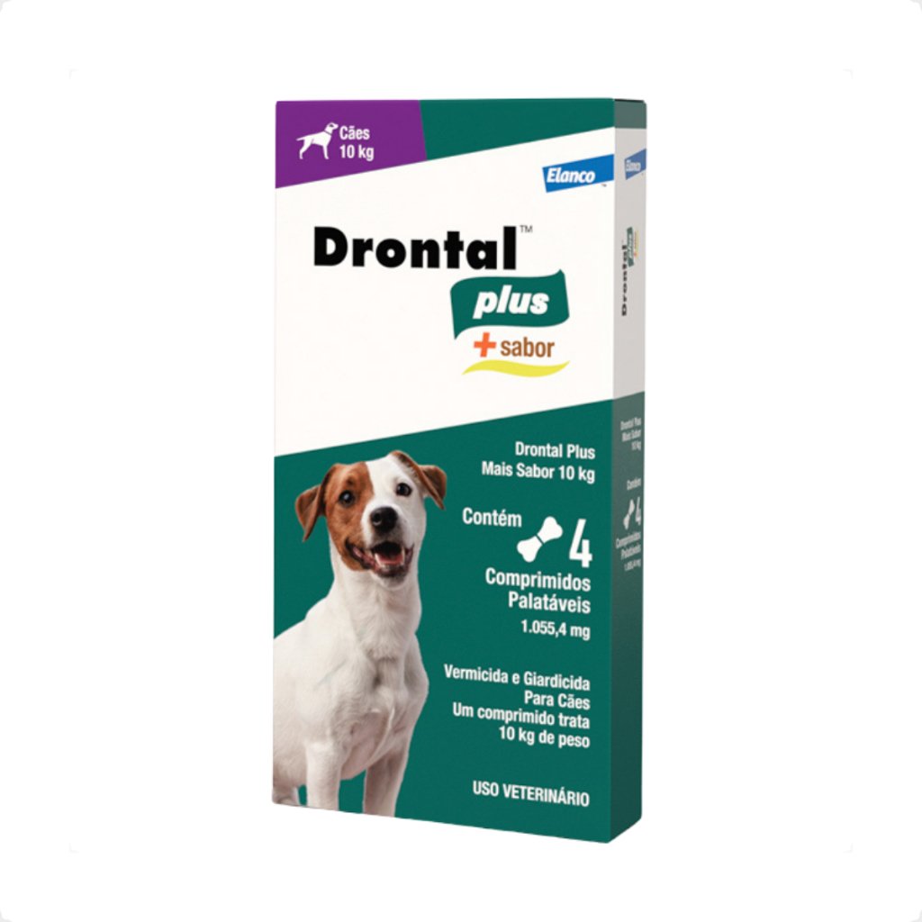 Drontal Plus Carne Cães 10kg Vermifugo 4 Comprimidos
