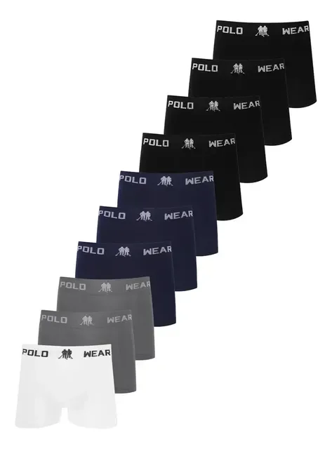 Kit 10 Cuecas Boxer Lisa Polo Wear Sortido