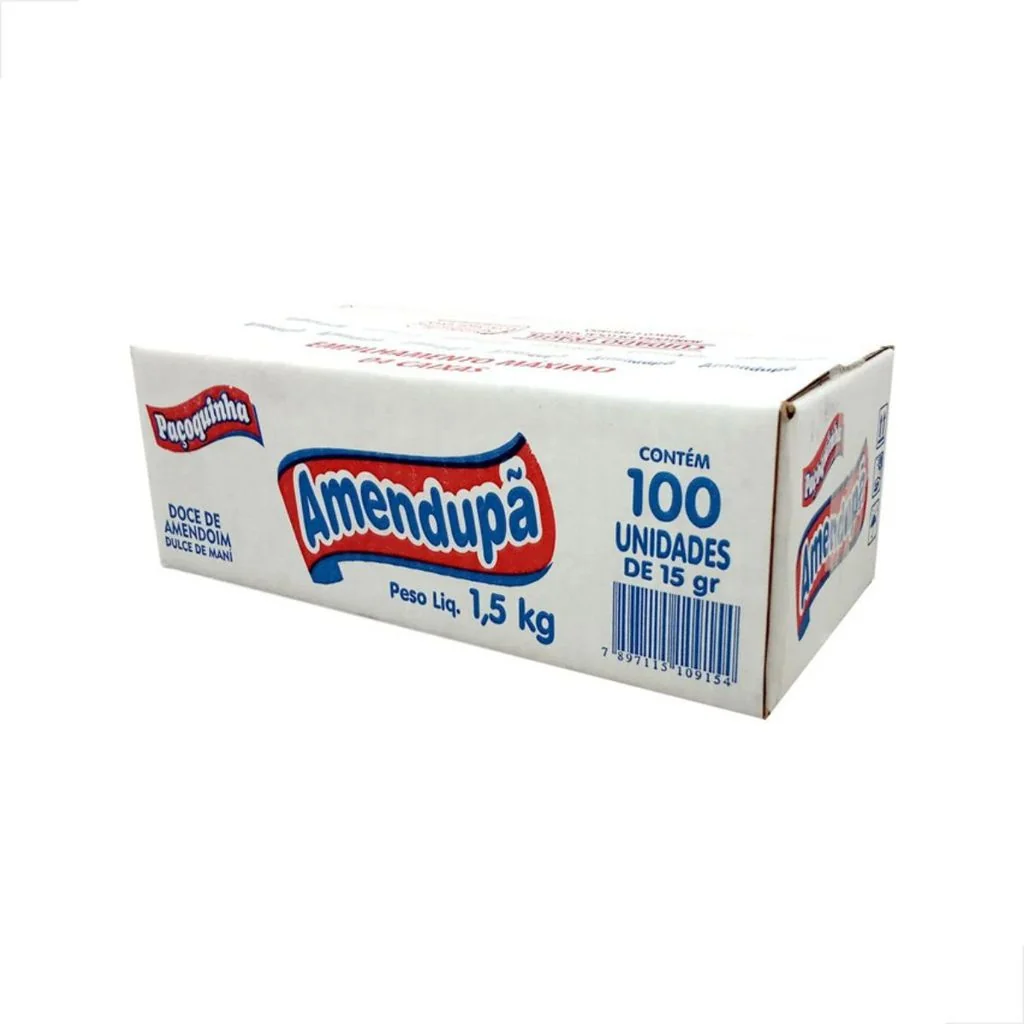 Paçoca Rolha Amendupã Caixa c/100 unidades 1,5kg
