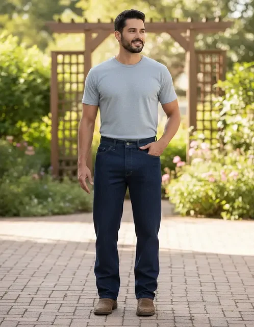 Calça Jeans Masculina Tradicional Reta Resistente Reforçada