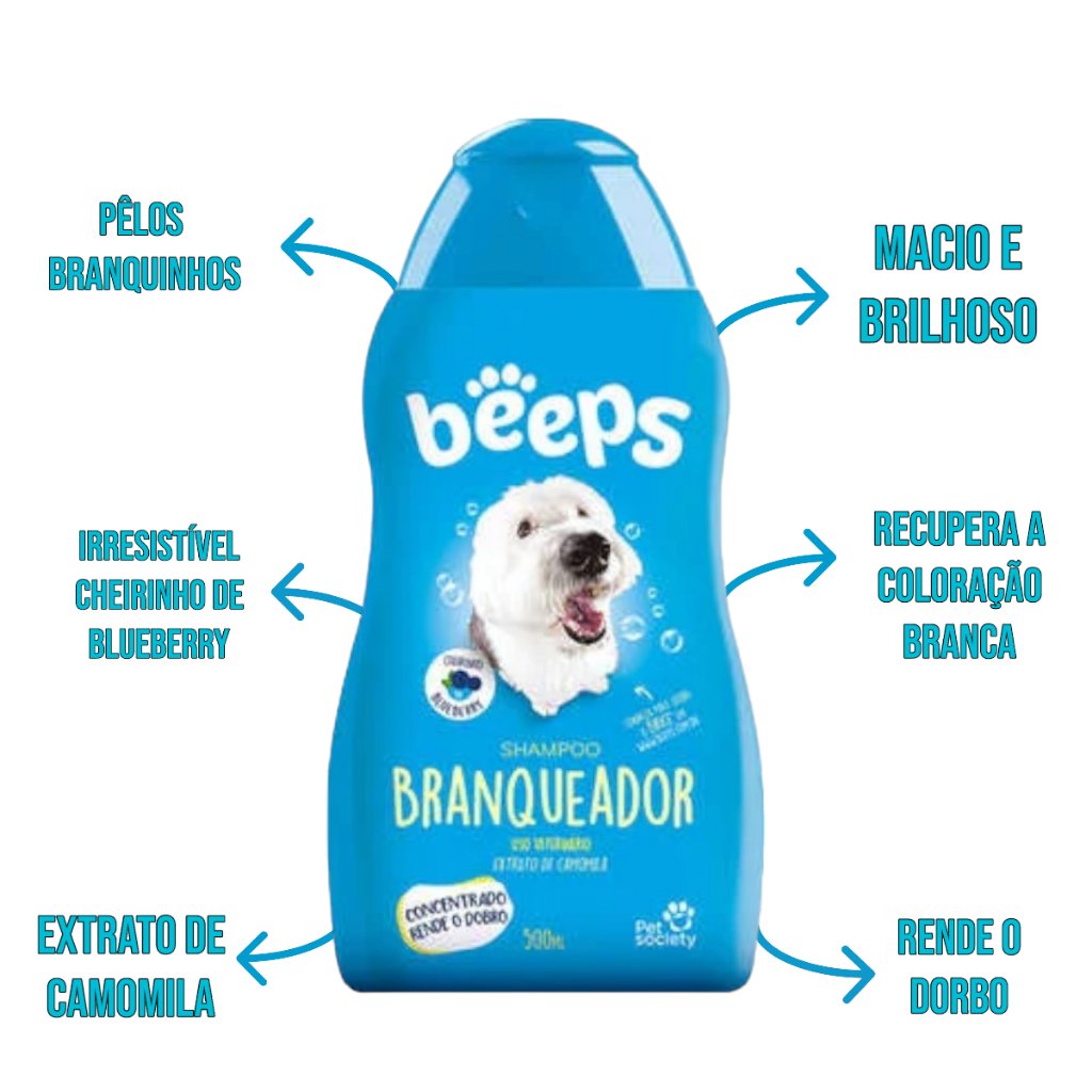Shampoo Branqueador Para Cachorro E Gatos Beeps Pet Society