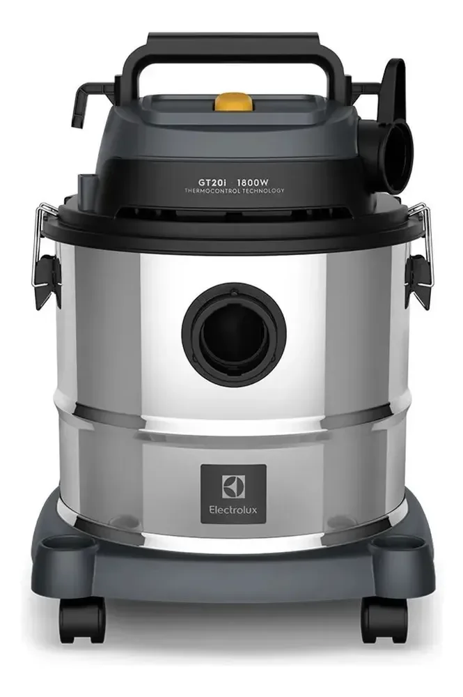 Aspirador Pó e Água Electrolux função Sopro Compacto Líquidos Químicos Inox 1800W 20L total 15L útil protetor térmico GT20i