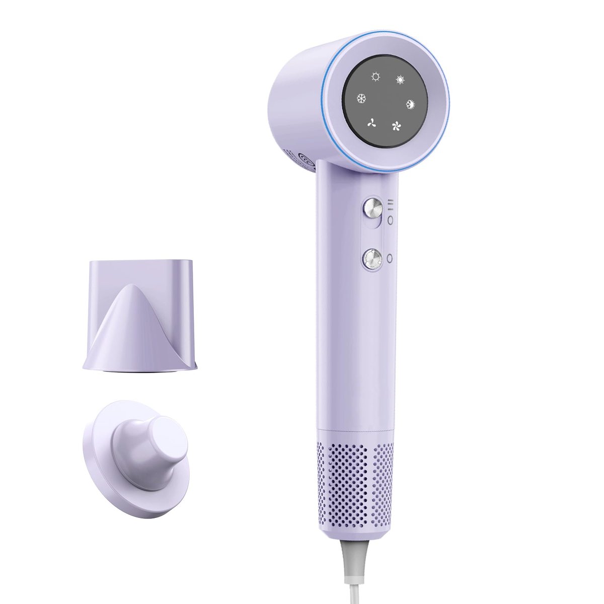 GOKOCO Secador De Cabelo Profissional 110v 127v, 120000 RPM High Speed Hair Dryer 1600W com Display Digital LED e Bocal de ar Magnético,GD029 Roxo
