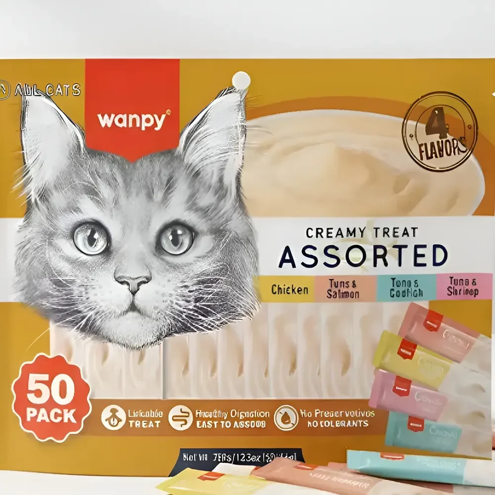 Petisco Gatos Wanpy Truly Creamy Sabores Sortidos Com 50un
