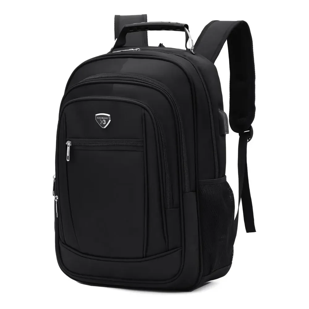 Mochila Masculina Impermeável Faculdade Alça Reforçada Cor Preto Desenho Do Tecido Liso
