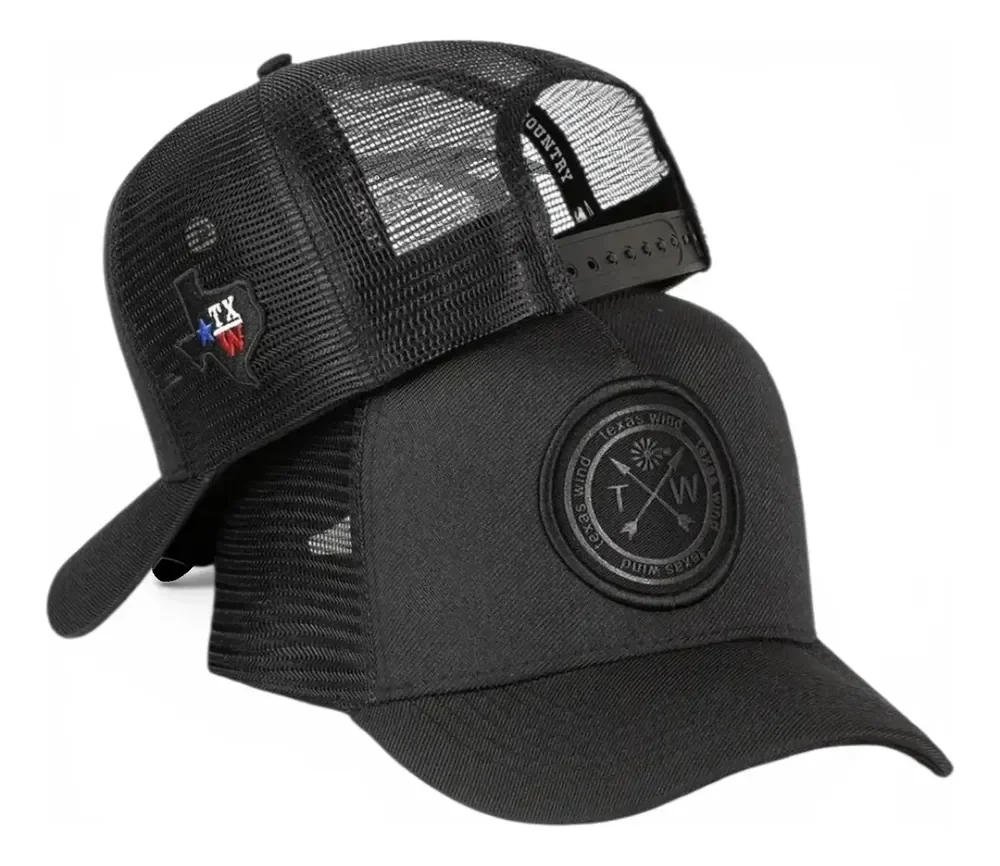 Boné Masculino Trucker Country Rendinha Aba Curva Telinha Cor Preto Tamanho Único