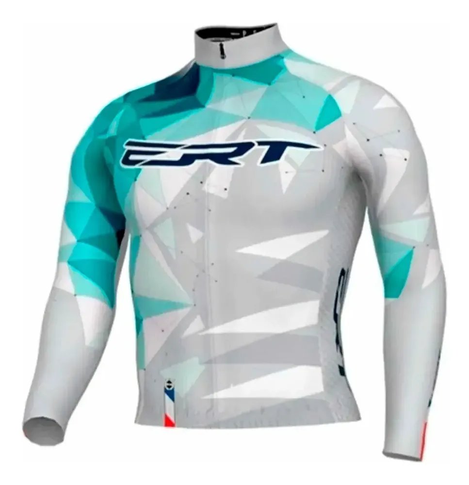 Camisa De Ciclismo Ert New Elite Alpe D'huez Manga Longa Azul