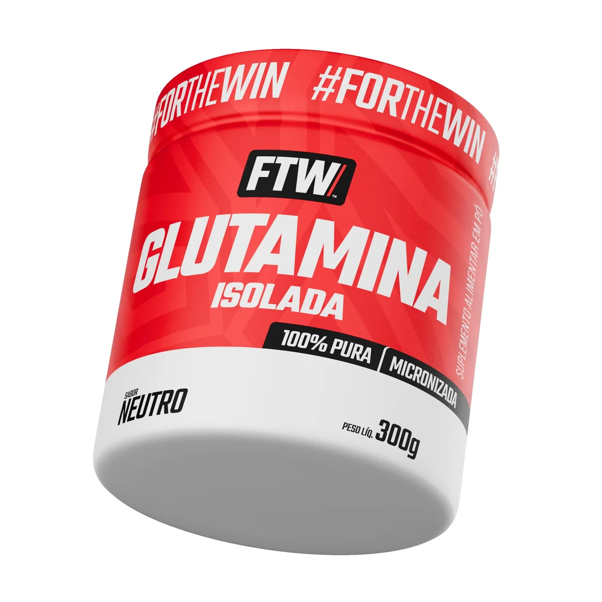 FTW Glutamina Micronizada Isolada 100% Pura com L-Glutamina Sem Aditivos, Suplemento Aminoácido para Dietas Específicas, Alta Solubilidade – Pote 300g