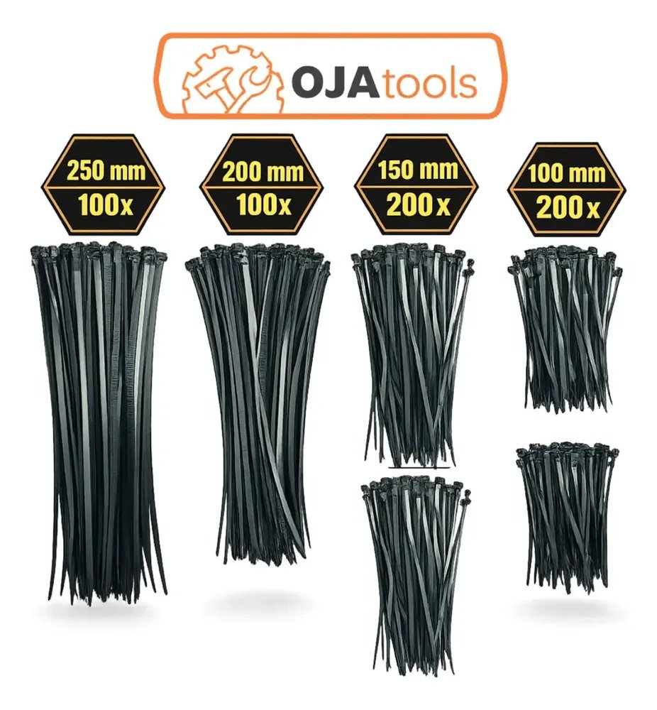 Kit 600 Abraçadeiras Nylon Enforca Gato Fita Cinta Plástica Catraca OJA TOOLS