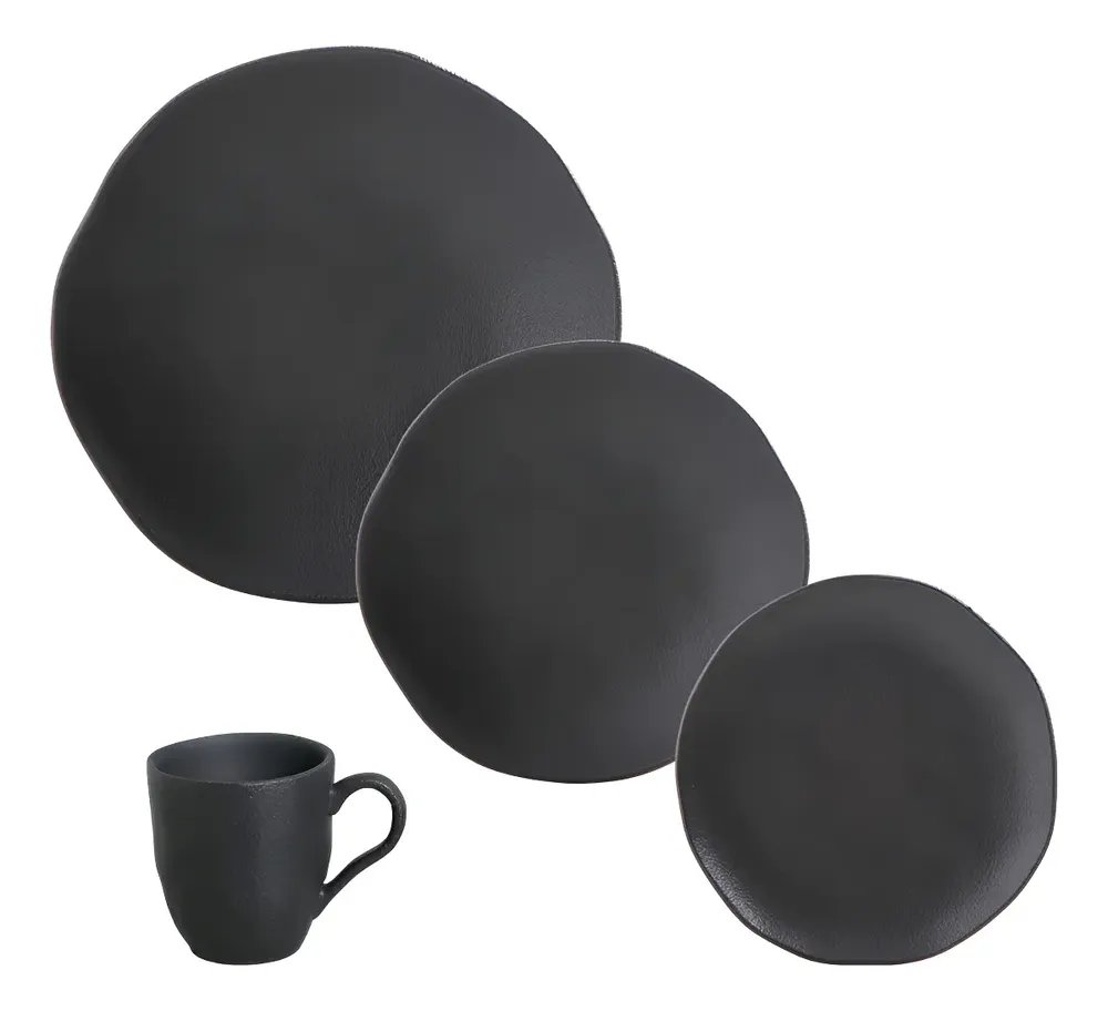 Aparelho de Jantar 16 peças Orgânico Preto matte Porto Brasil