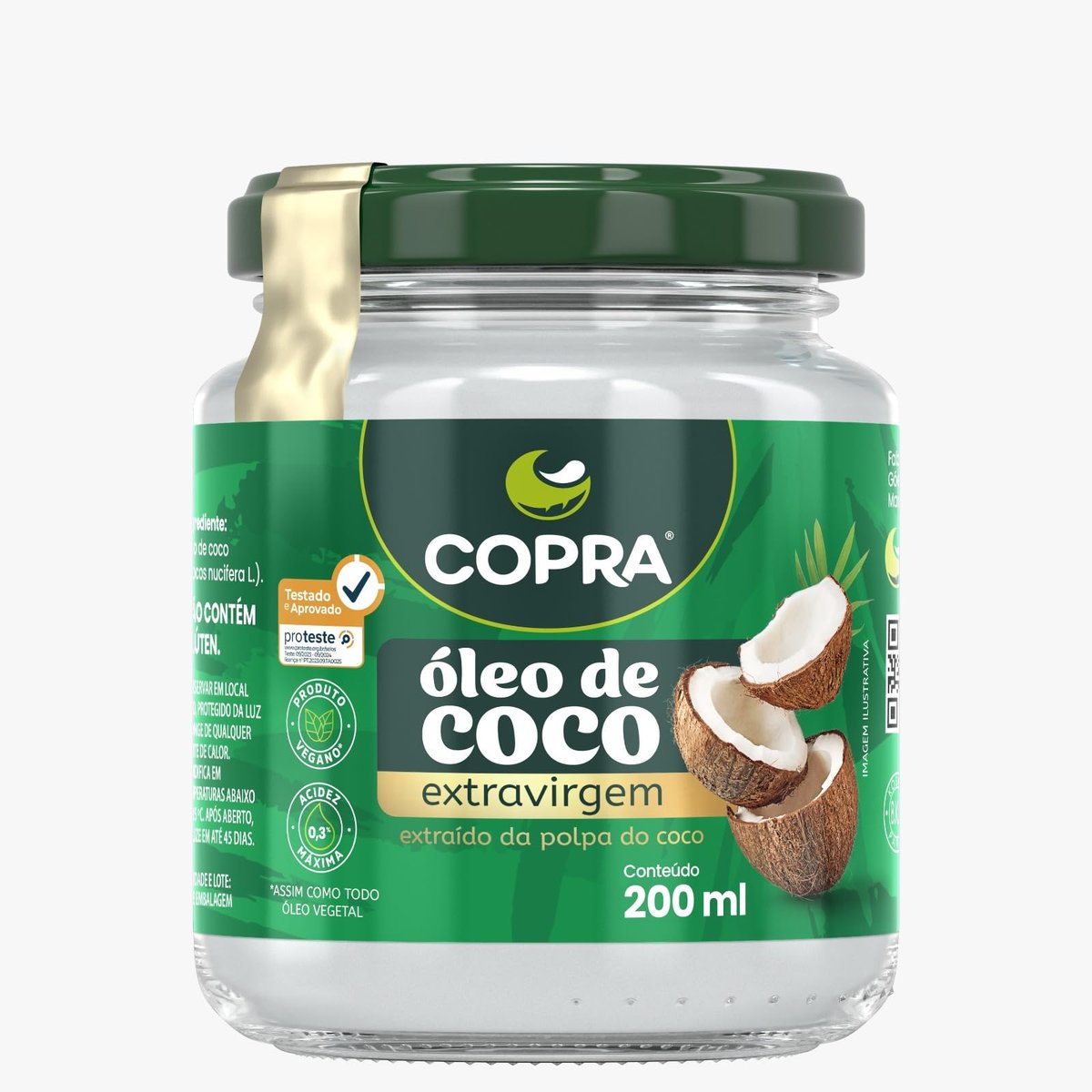Óleo de Coco Extra Virgem 200Ml, Copra, Copra