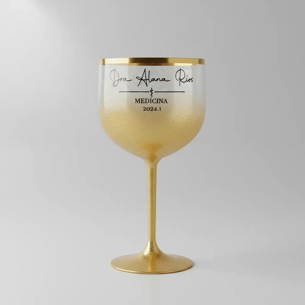 30 Taças De Gin Com Glitter + Borda + Degradê Personalizada Escolher Após A Compra