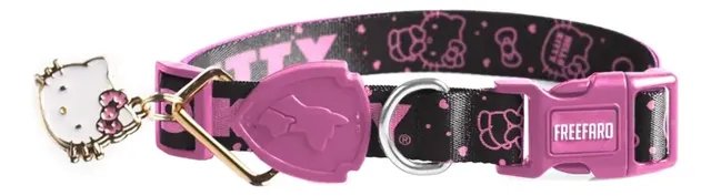 Coleira Para Cachorros Hello Kitty Black Pingente Licenciado