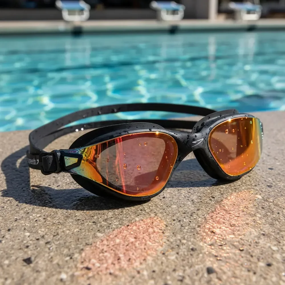 Óculos Natação Speedo Tsunami Espelhado Águas Abertas Preto