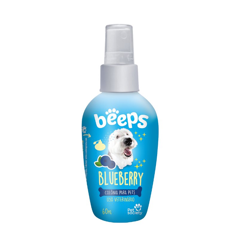 Colônia Pet Society Beeps Fragrância Blueberry Cachorro Gato 60mL