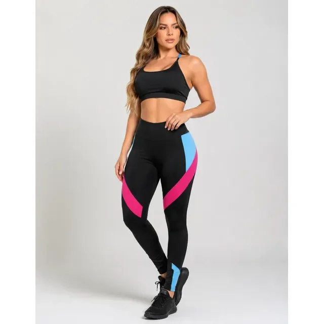 Conjunto Fitness Academia Top E Calça Zero Transparência