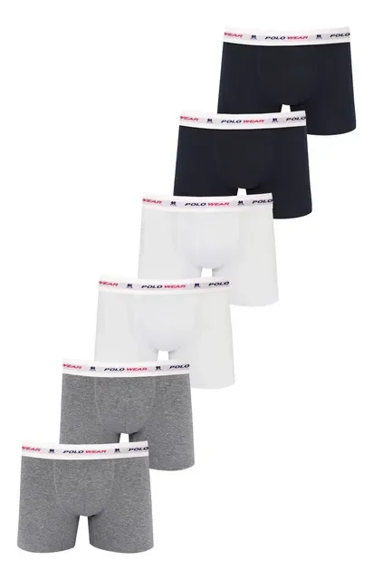 Kit 6 Cuecas Boxer Algodão Polo Wear