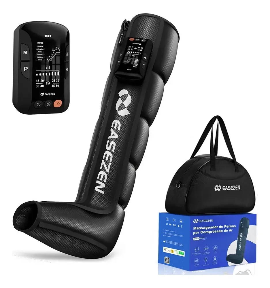 Bota De Compressão Pneumática Sem Fio Massageador Pernas 127/220v Preto