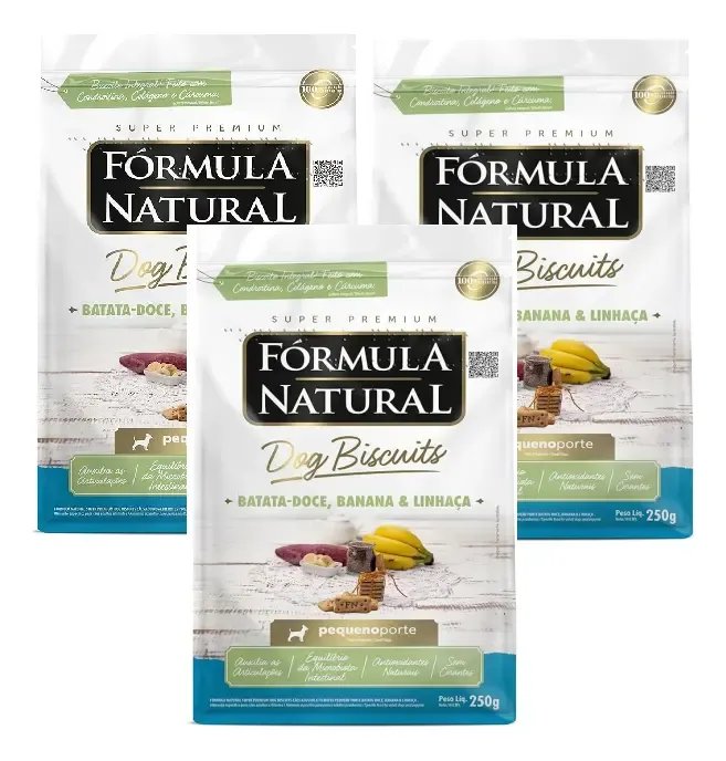 Kit 3 Un Biscoito Fórmula Natural Dog Peq. Batata Doce 250g