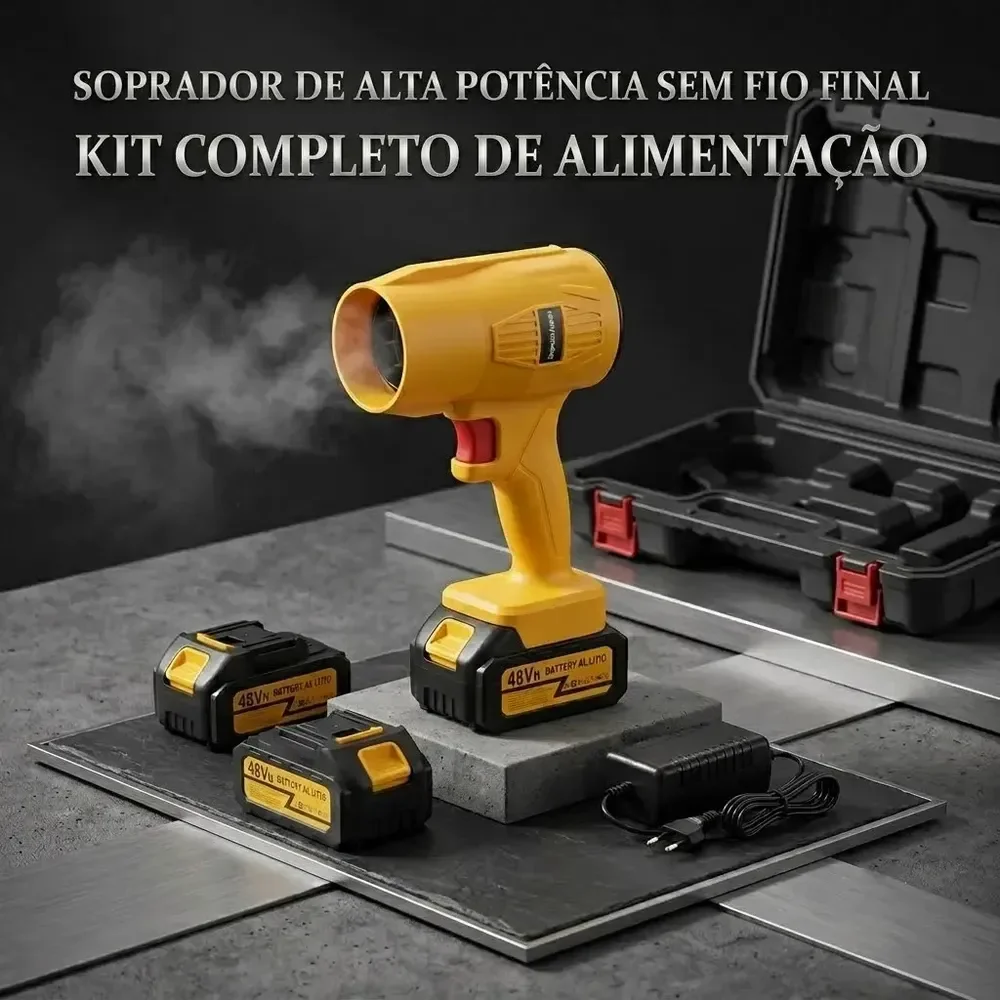 Soprador 48v Turbo Sem Fio2 Baterias Potente AmareloBivolt Amarelo