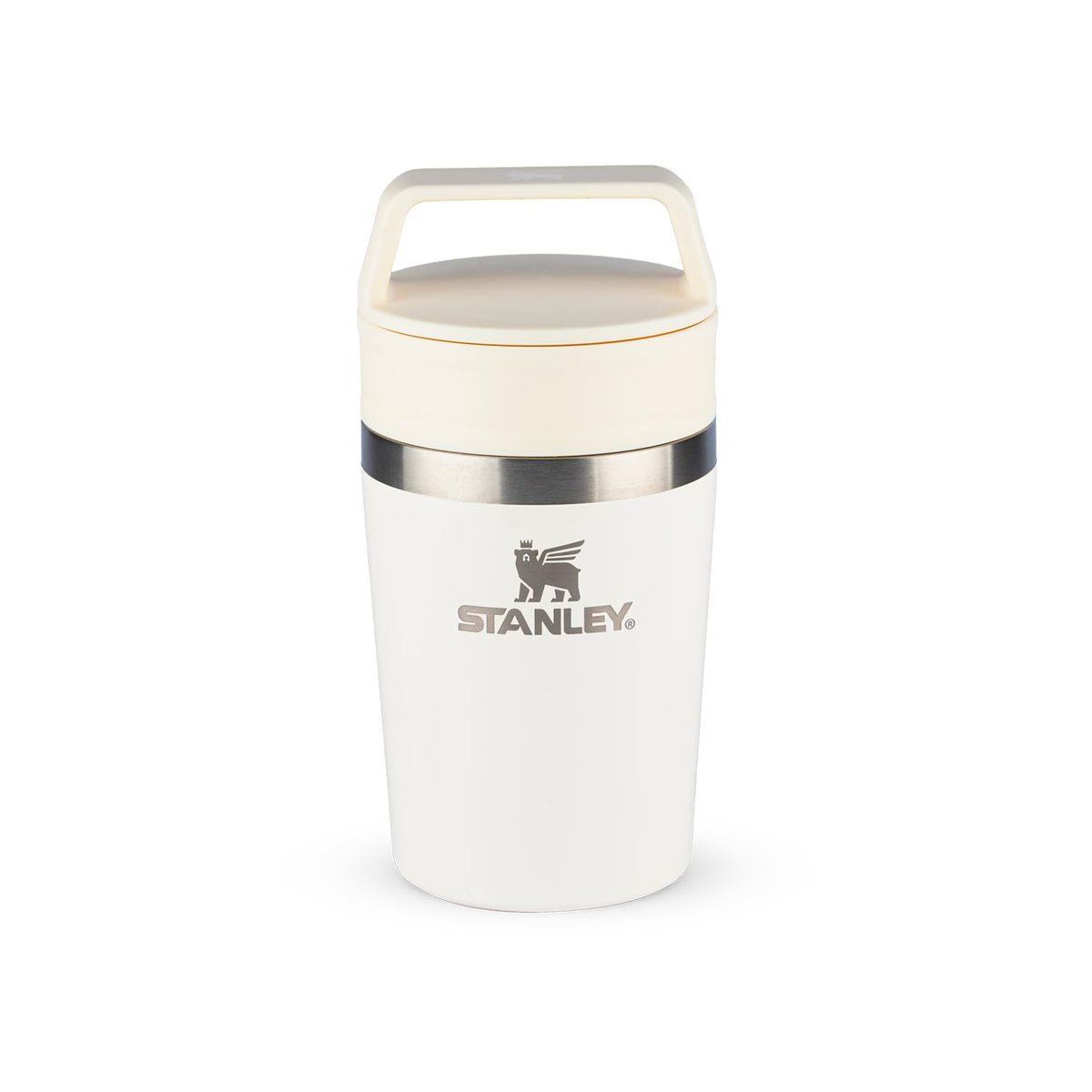 Stanley - Copo de Café Térmico, Caneca de Viagem Café Go com Tampa de Duas Partes Para Beber e Alça de Transporte, Garrafa Térmica de Aço Inoxidável, 236 ml, Cream