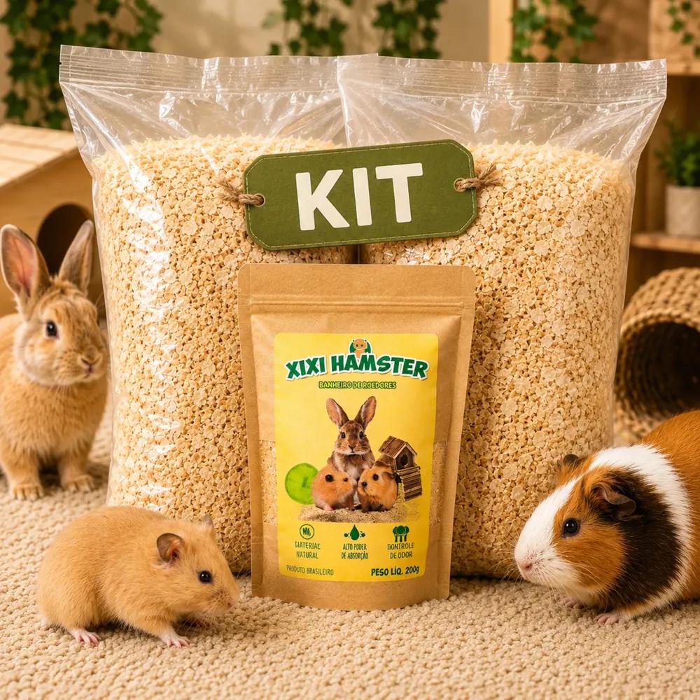 Kit Substrato Hamster Coelho Serragem Maravalha Odores 1kg Natural