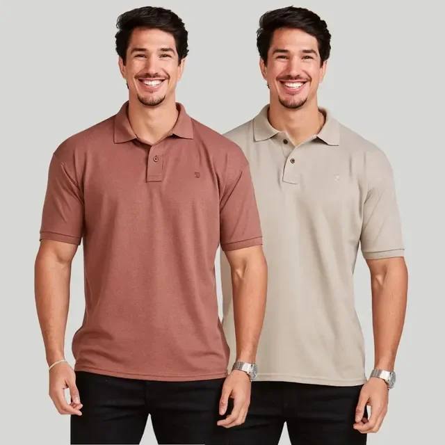 Kit 2 Camisas Masculinas Polo Piquet Casual Elegance