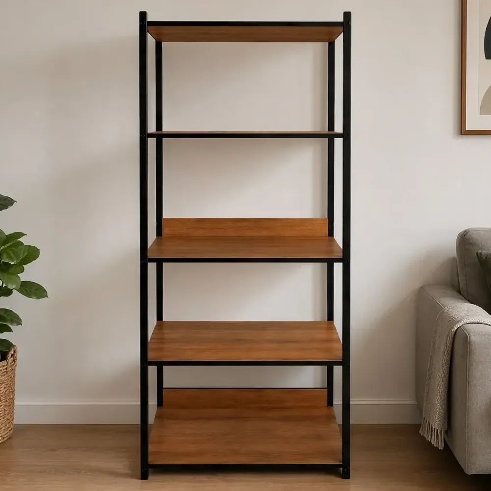 Estante Para Livros Industrial 63cm Mdp Metalon 5 Andares Marrom-claro