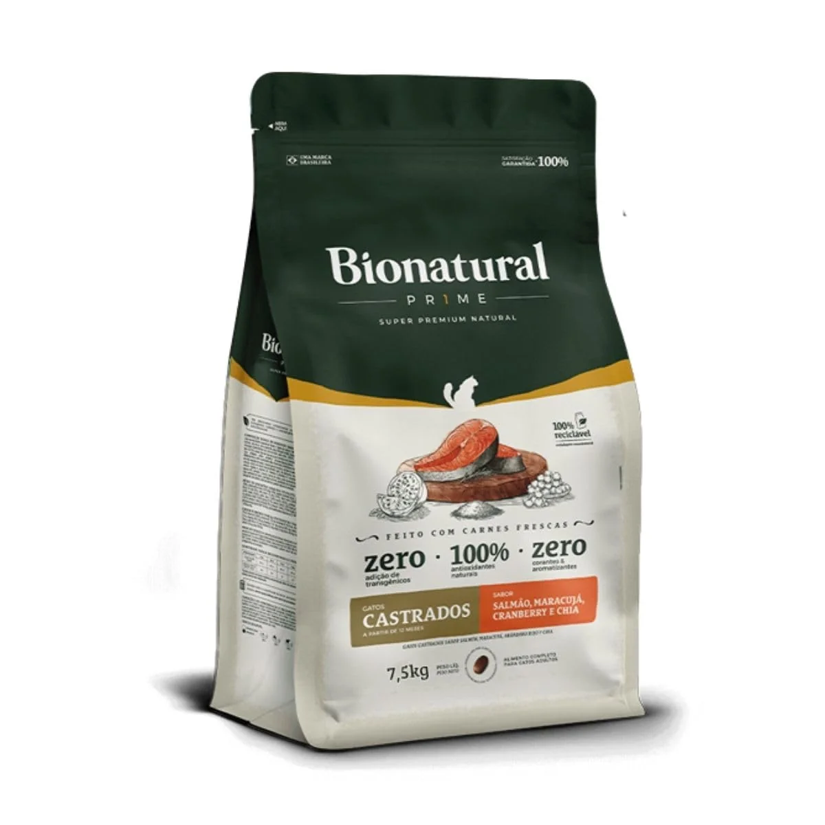 Bionatural Prime - Salmão Gatos Castrados 7,5kg