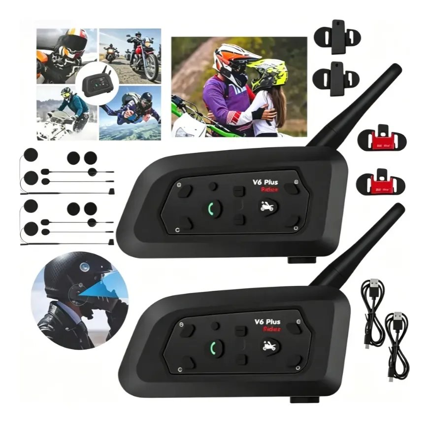 Comunicador V6 Plus Bluetooth 5.2 - 2 Unid. 1500m 25h Bateri
