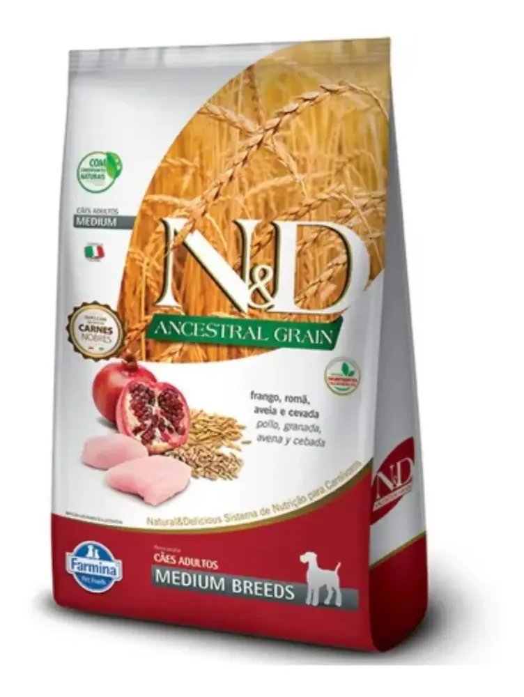 Ração Seca Natural & Delicious Ancestral Grain Cães Médios Frango 2.5kg